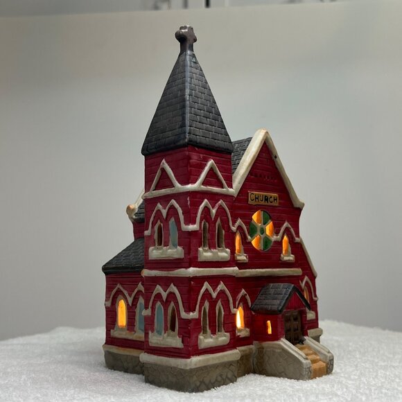 Holiday Traditions Porcelain Lighted Church from 1990s - Picture 4 of 9